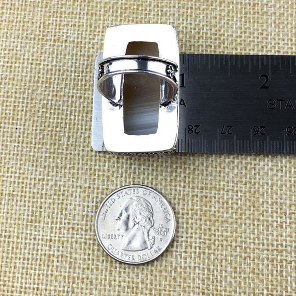 Botswana Agate Stone Statement Ring Size 10 - Picture 5 of 8